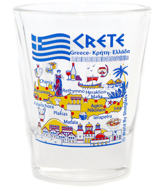 Crete Greece Landmarks and Icons Collage Shot Glass