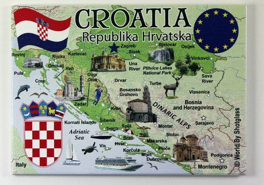 Croatia EU Series Souvenir Fridge Magnet 2.5 inches X 3.5 inches
