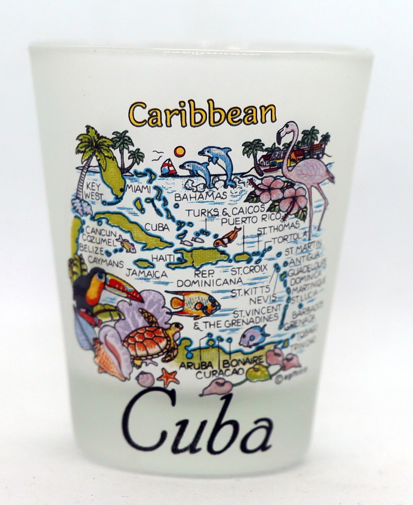 Cuba Caribbean Map Frosted Shot Glass