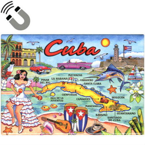 Cuba Map Caribbean Fridge Collector's Souvenir Magnet 2.5" X 3.5"