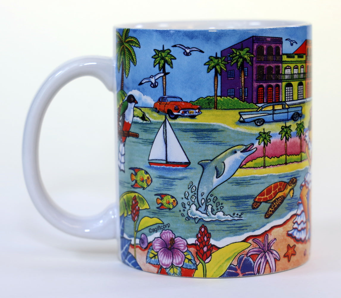 Cuba Map Ceramic Mug (3.5"H x 3.25"D) 12 oz