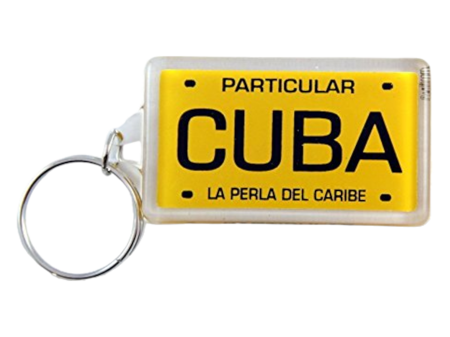 Cuba License Plate Acrylic Rectangular Souvenir Keychain 2.5 inches X 1.5 inches