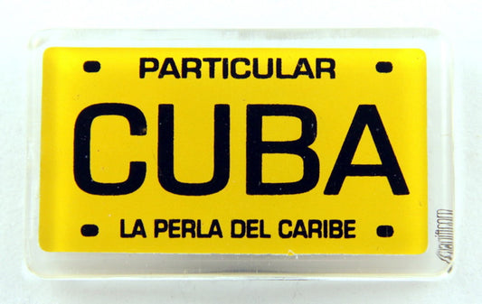Cuba License Plate Acrylic Small Fridge Collector's Souvenir Magnet 2 inches X 1.25 inches