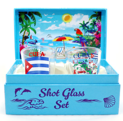 Cuba Caribbean Shot Glass Boxed Set (Set of 2)