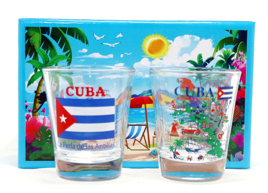 Cuba Caribbean Shot Glass Boxed Set (Set of 2)