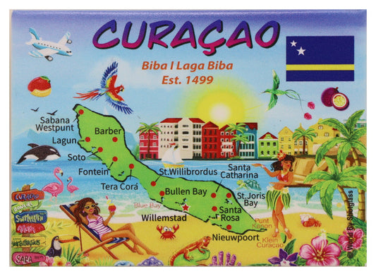 Curacao Map Caribbean Fridge Collector's Souvenir Magnet New Design 2.5" X 3.5"