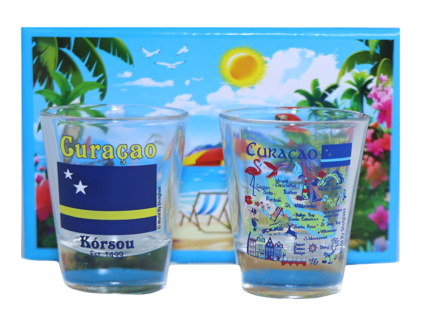 Curacao Caribbean Shot Glass Boxed Set (Set of 2)