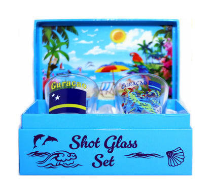 Curacao Caribbean Shot Glass Boxed Set (Set of 2)