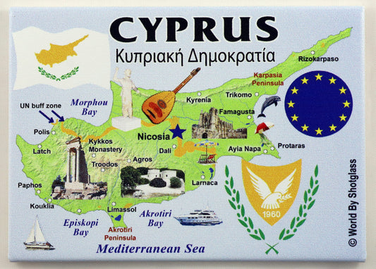 Cyprus EU Series Souvenir Fridge Magnet 2.5 inches X 3.5 inches