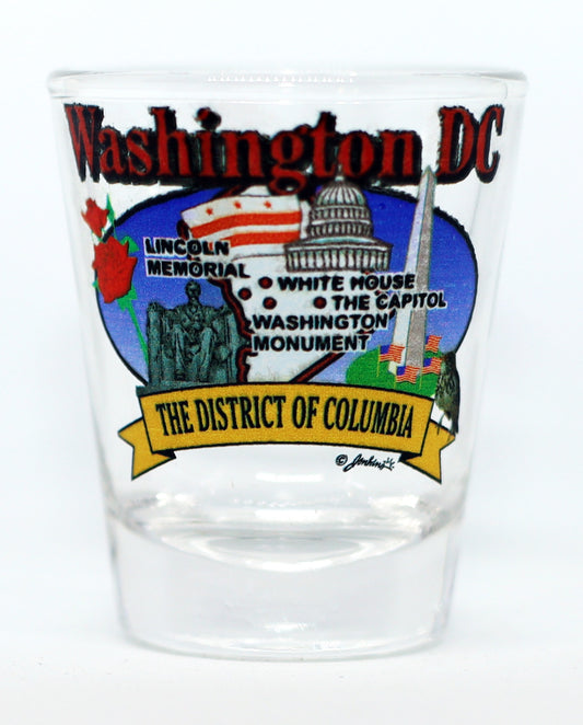 Washington DC State Elements Map Shot Glass