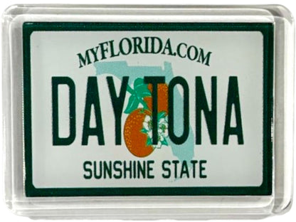 Daytona Florida License Plate Acrylic Small Fridge Collector's Souvenir Magnet 2.35" X 1.75"