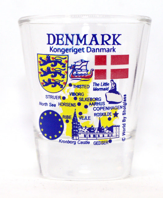Denmark EU Series Landmarks and Icons Collage Shot Glass