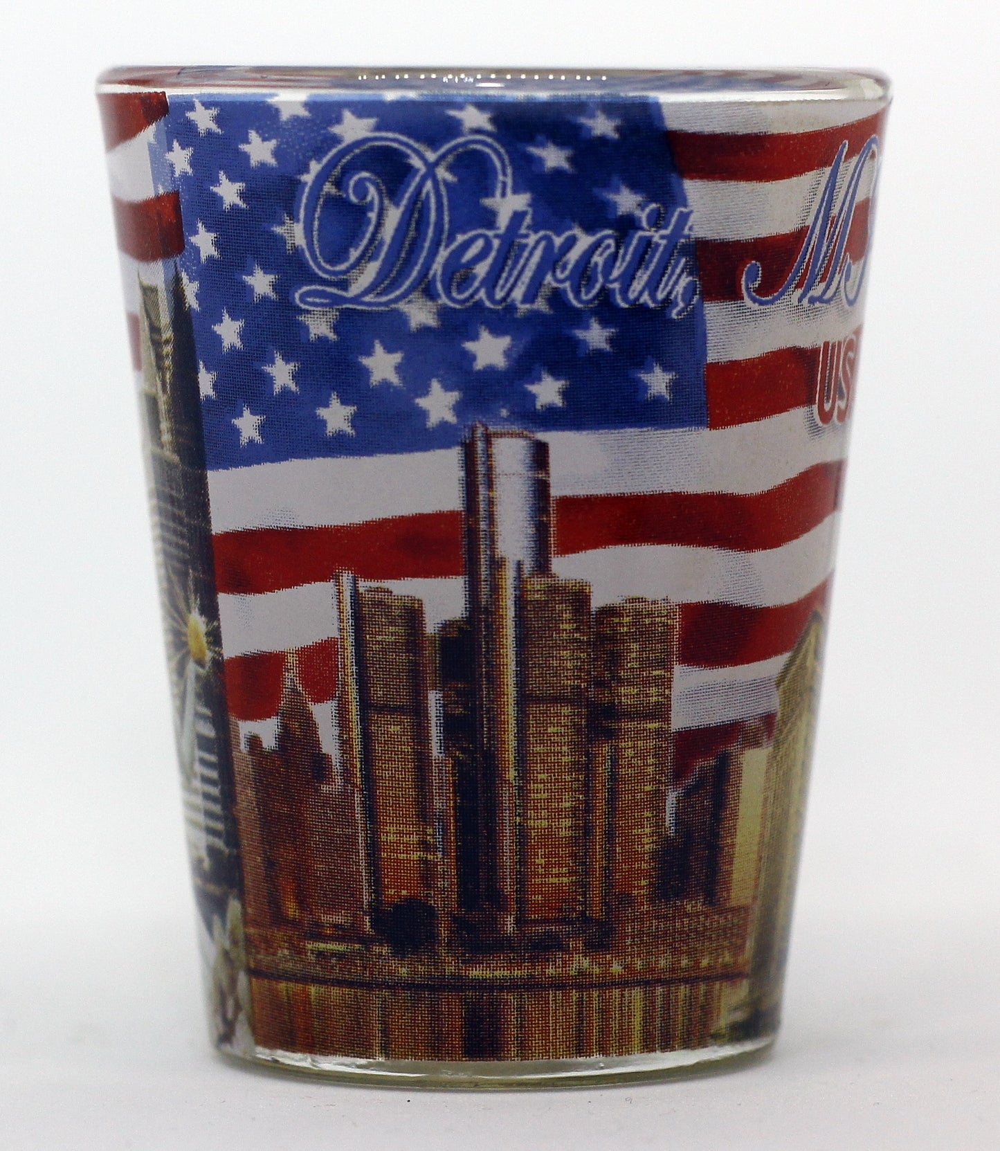 Detroit Michigan USA Flag Monuments Collage Shot Glass