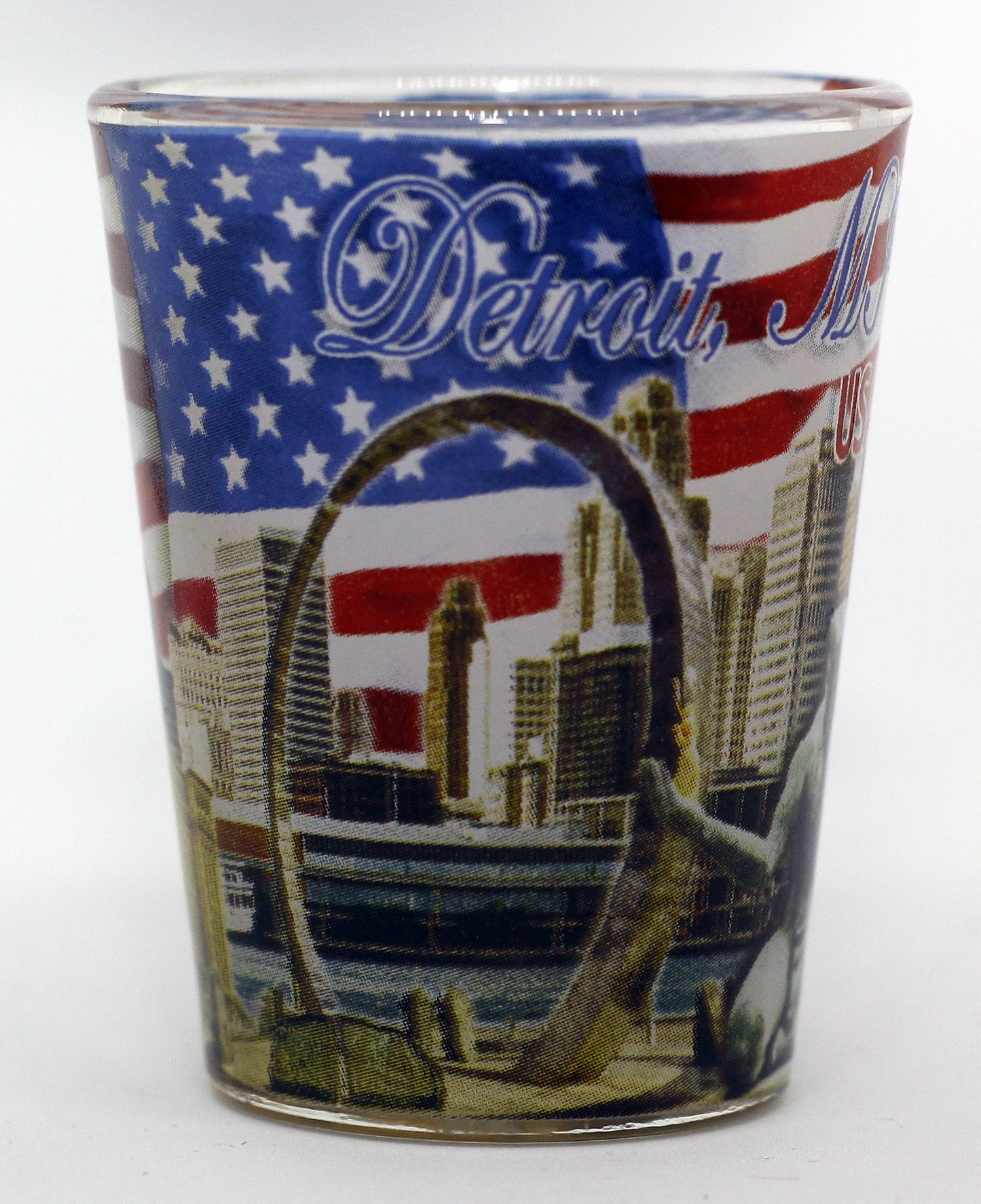 Detroit Michigan USA Flag Monuments Collage Shot Glass