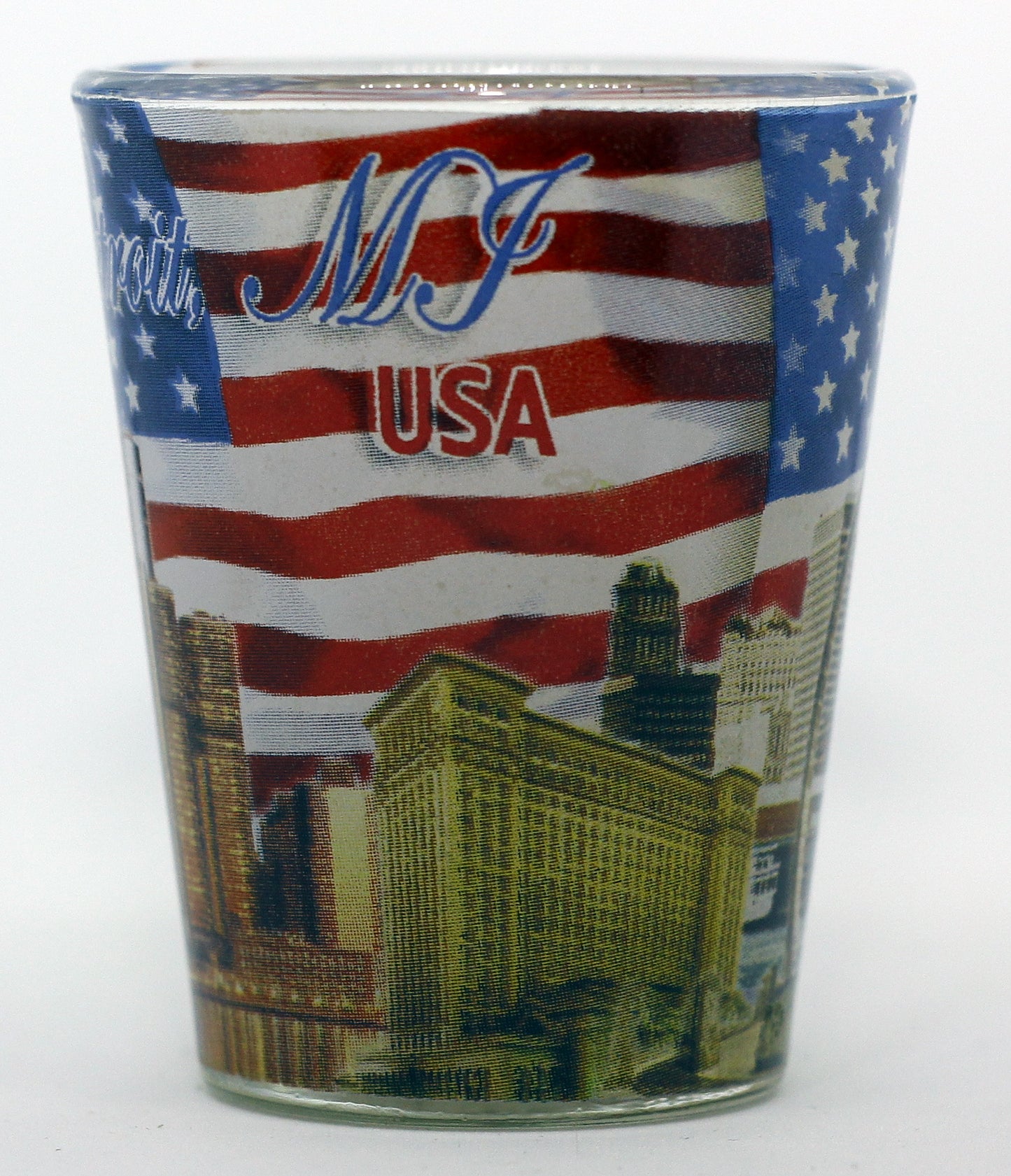 Detroit Michigan USA Flag Monuments Collage Shot Glass