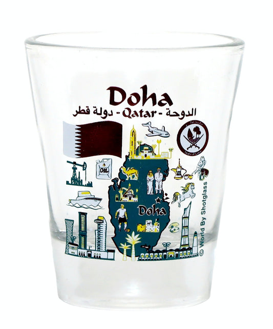 Doha Qatar Landmarks and Icons Collage Shot Glass