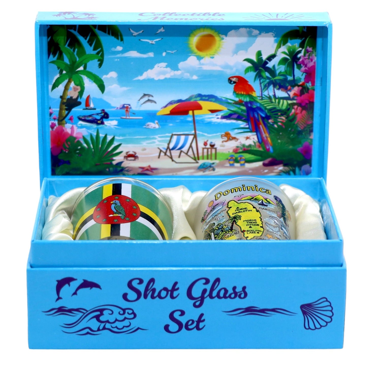 Dominica Caribbean Boxed Shot Glass Set (Set of 2)