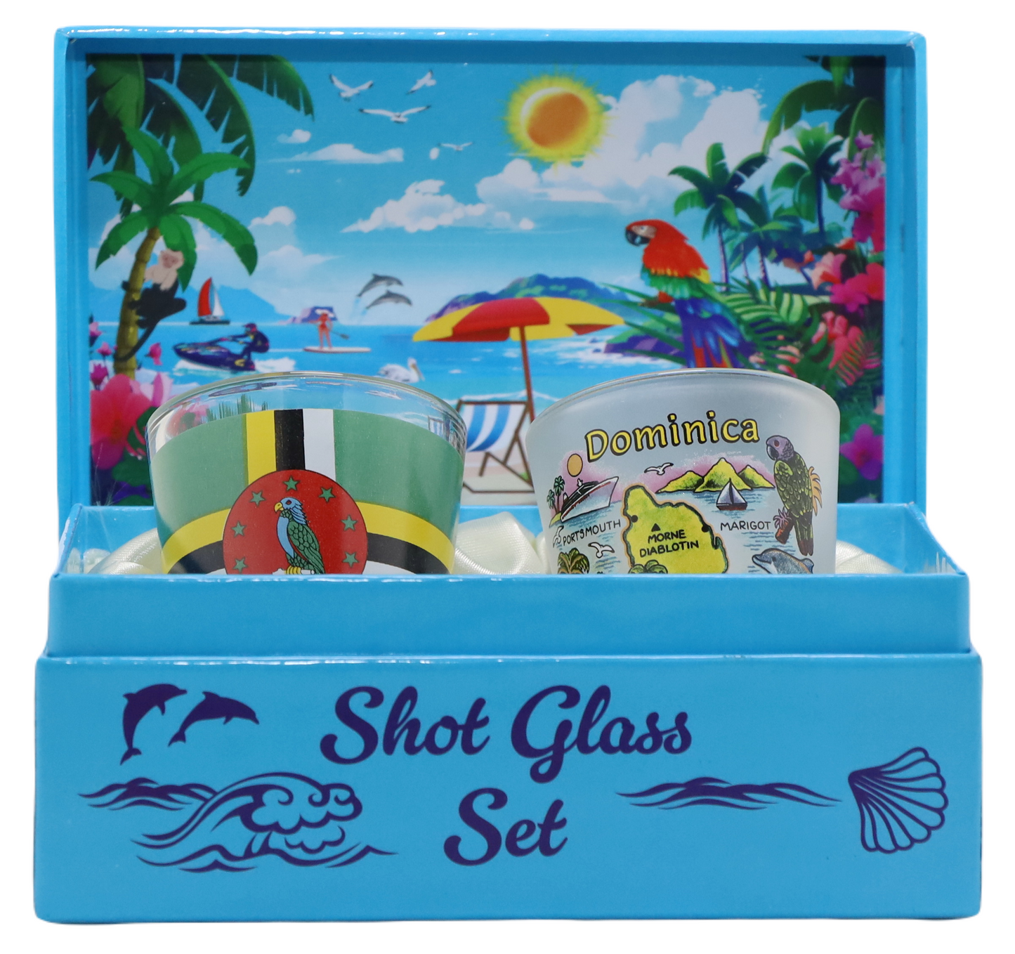 Dominica Caribbean Boxed Shot Glass Set (Set of 2)