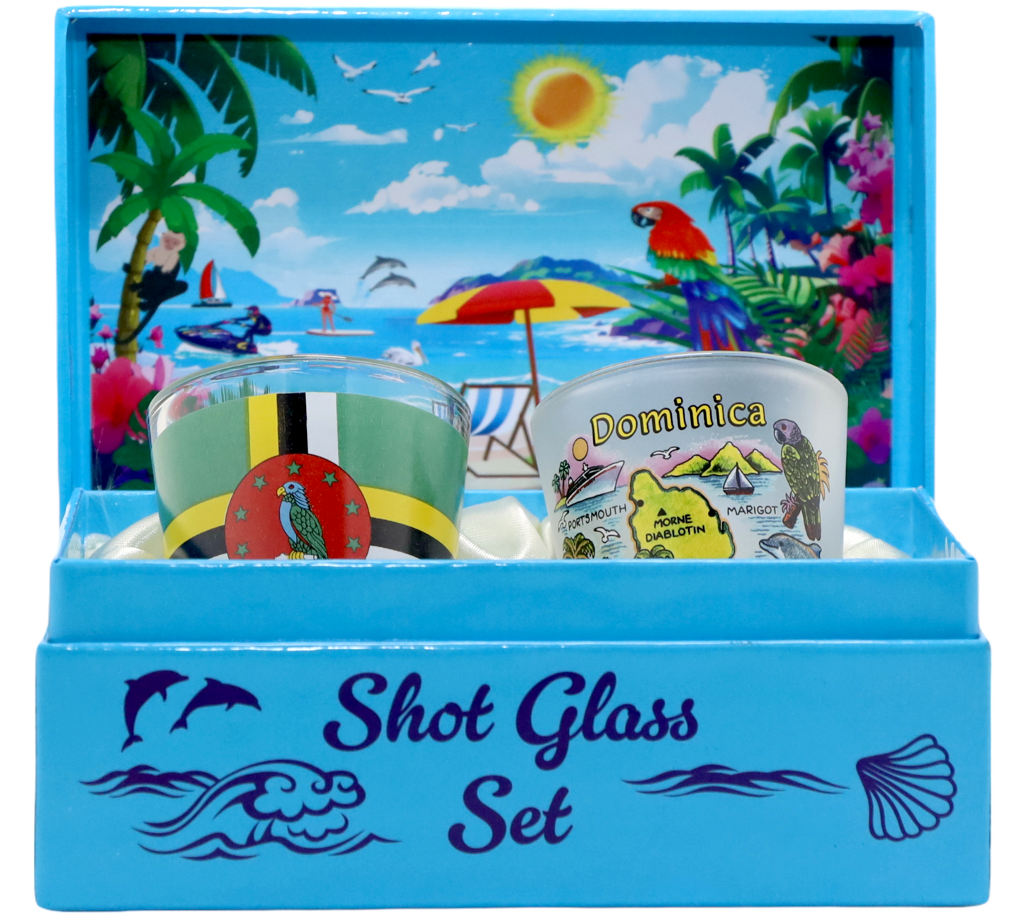 Dominica Caribbean Shot Glass Boxed Set (Set of 2)