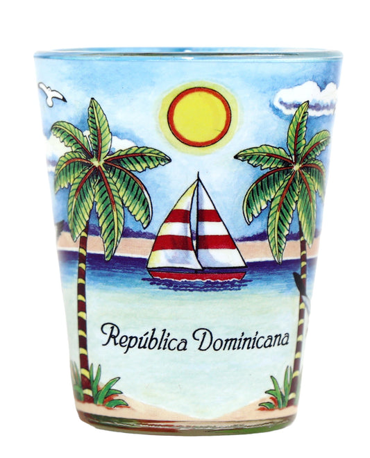 Dominican Republic Blue Palms In-and-Out Shot Glass