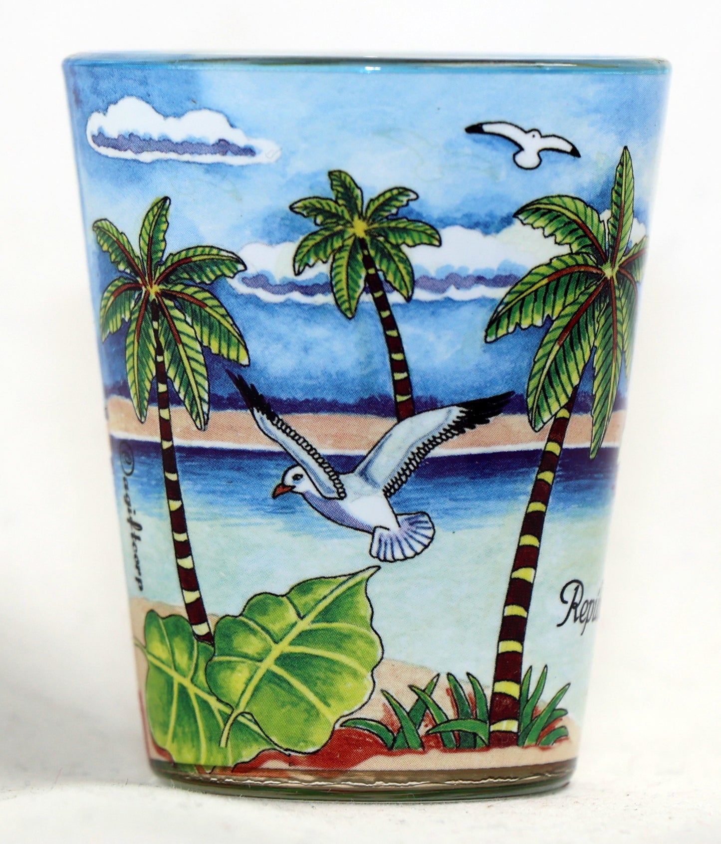 Dominican Republic Blue Palms In-and-Out Shot Glass