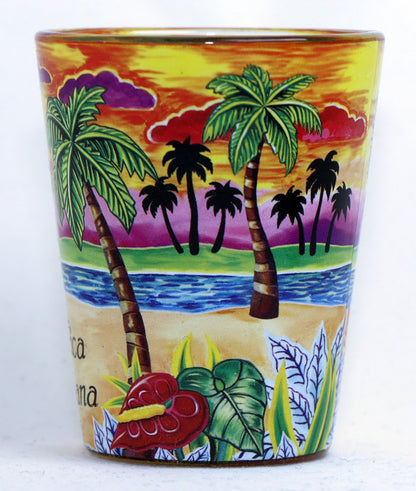 Dominican Republic Yellow Palms In-and-Out Shot Glass
