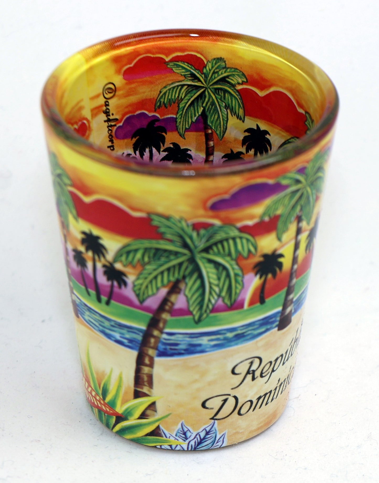 Dominican Republic Yellow Palms In-and-Out Shot Glass