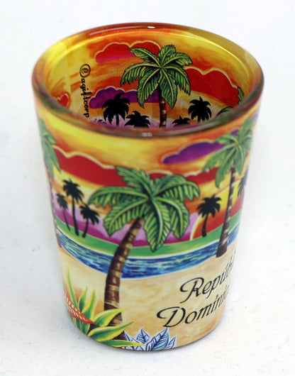 Dominican Republic Yellow Palms In-and-Out Shot Glass