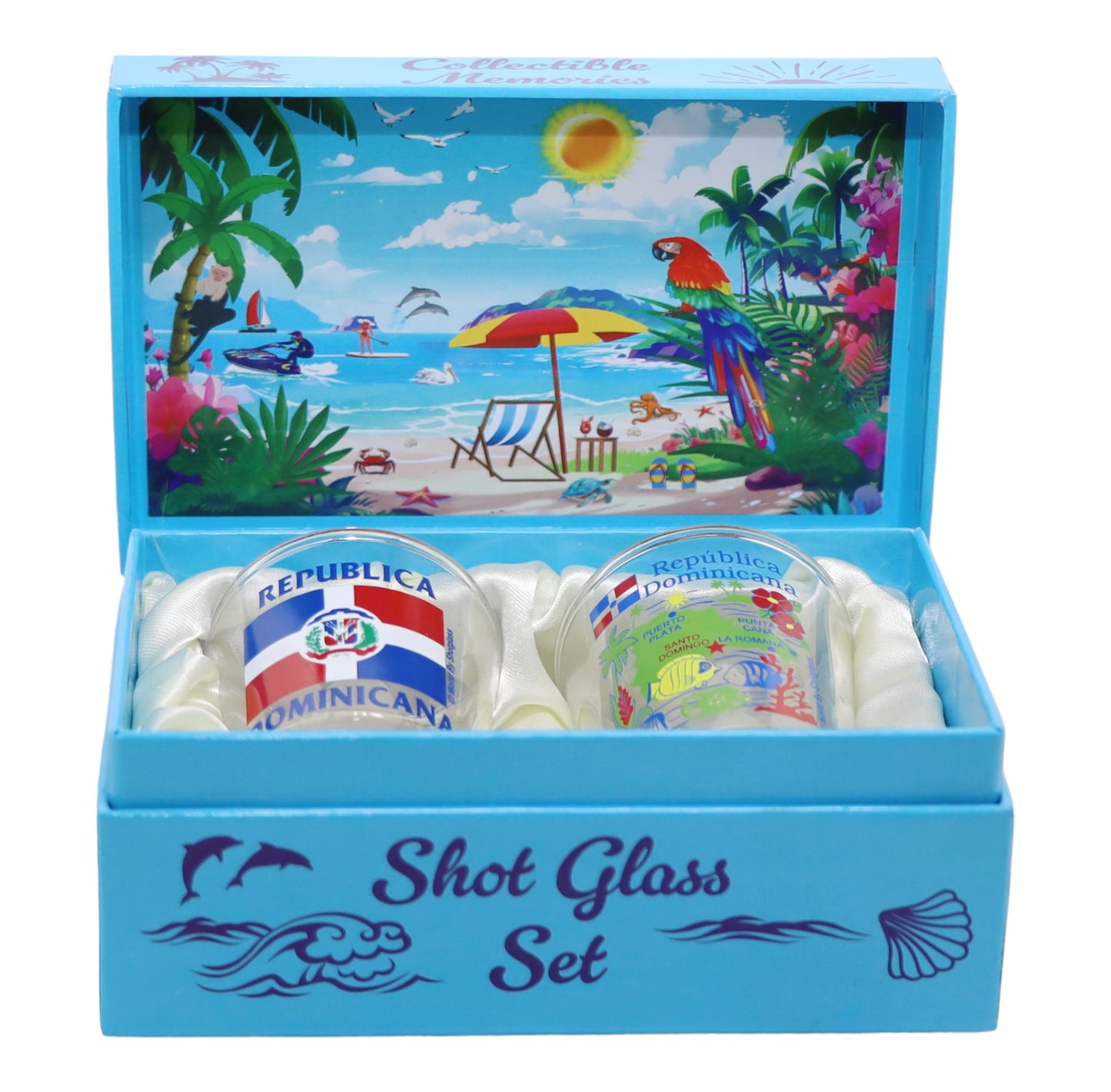 Dominican Republic Caribbean Shot Glass Boxed Set (Set of 2)