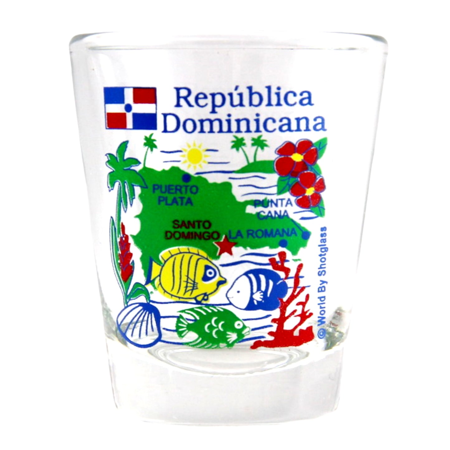 Dominican Republic Caribbean Shot Glass Boxed Set (Set of 2)