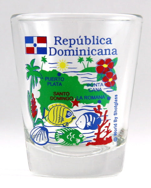 Dominican Republic Map Clear Shot Glass