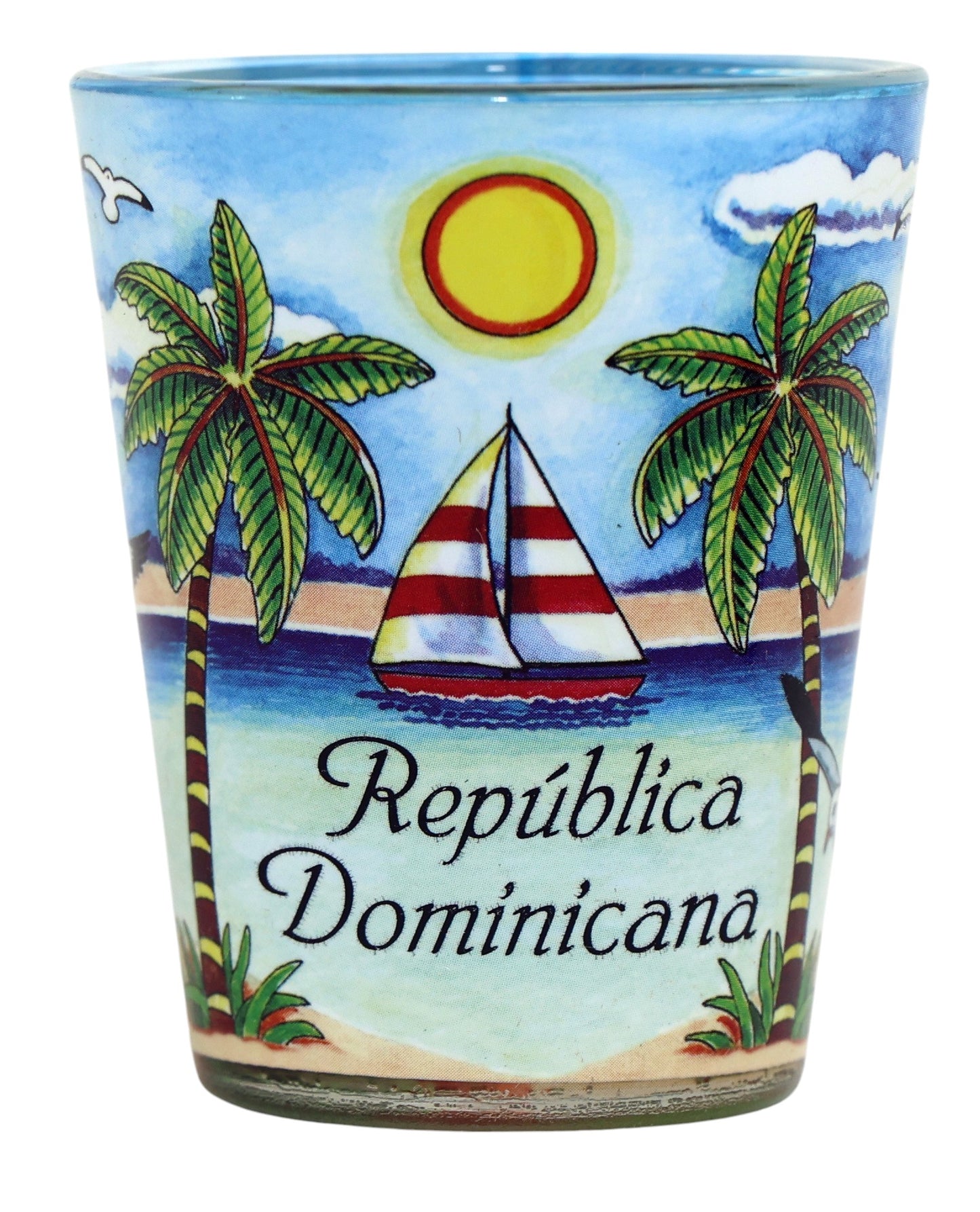 Dominican Republic Blue Palms In-and-Out Shot Glass