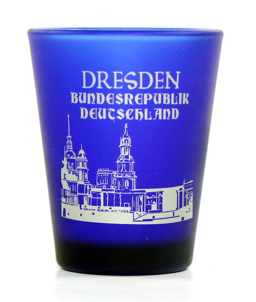 Dresden Germany Cobalt Blue Frosted Shot Glass