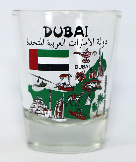 Dubai United Arab Emirates (UAE) Landmarks Collage Shot Glass