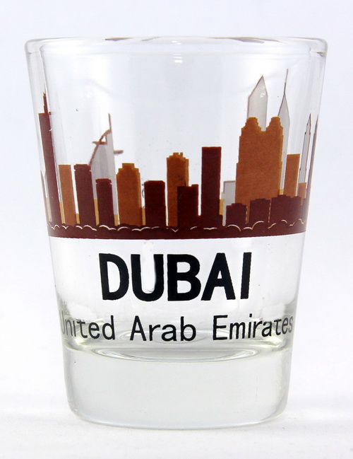 Dubai United Arab Emirates (UAE) Sunset Skyline Shot Glass