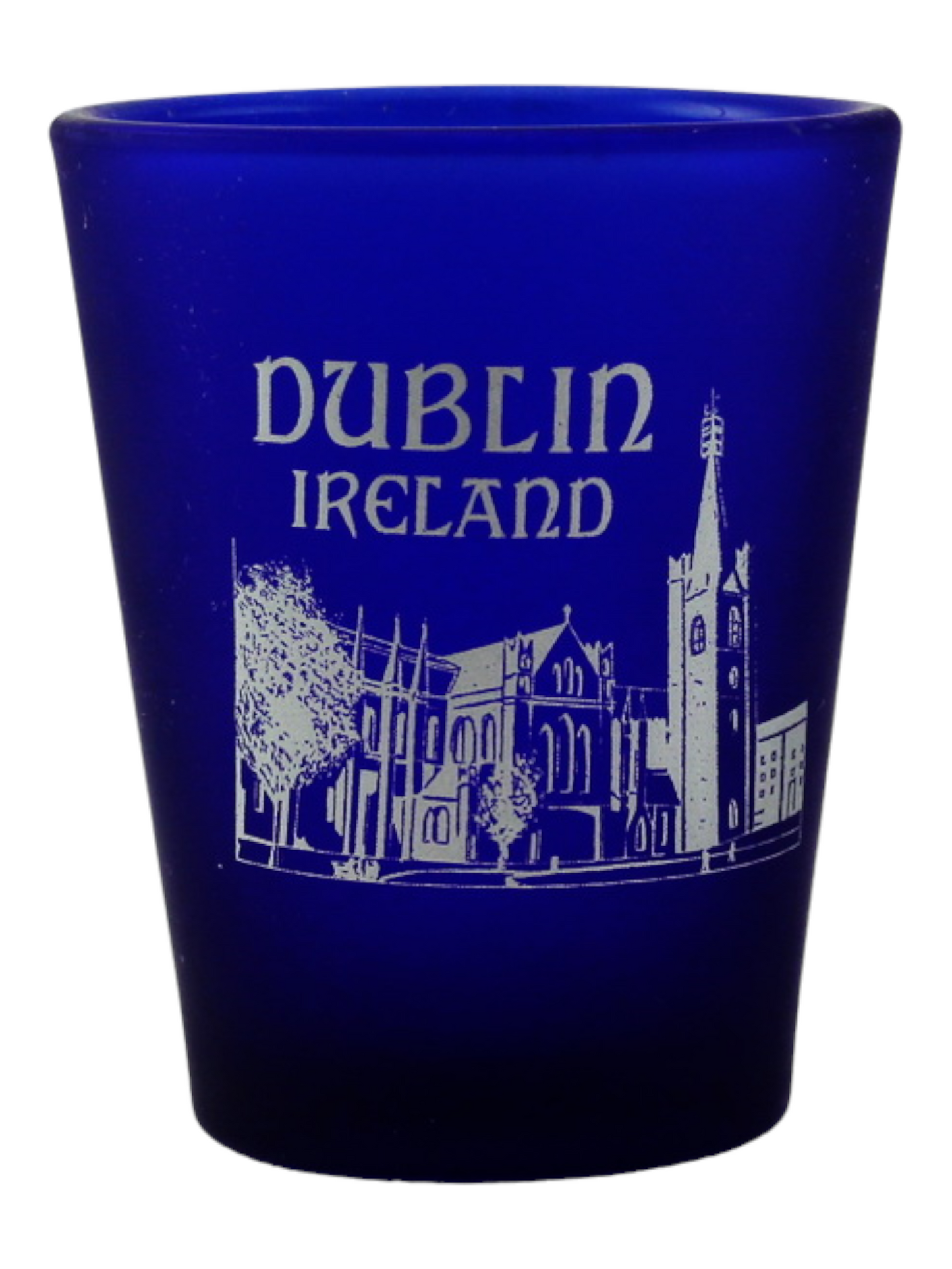 Dublin Ireland Cobalt Blue Frosted Shot Glass