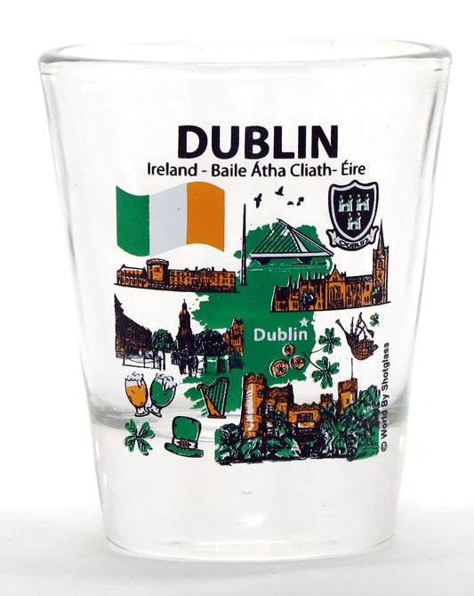 Dublin Ireland Landmarks and Icons Collage Shot Glass
