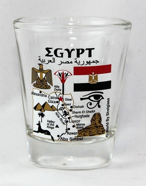 Egypt Landmarks and Icons Collage Shot Glass