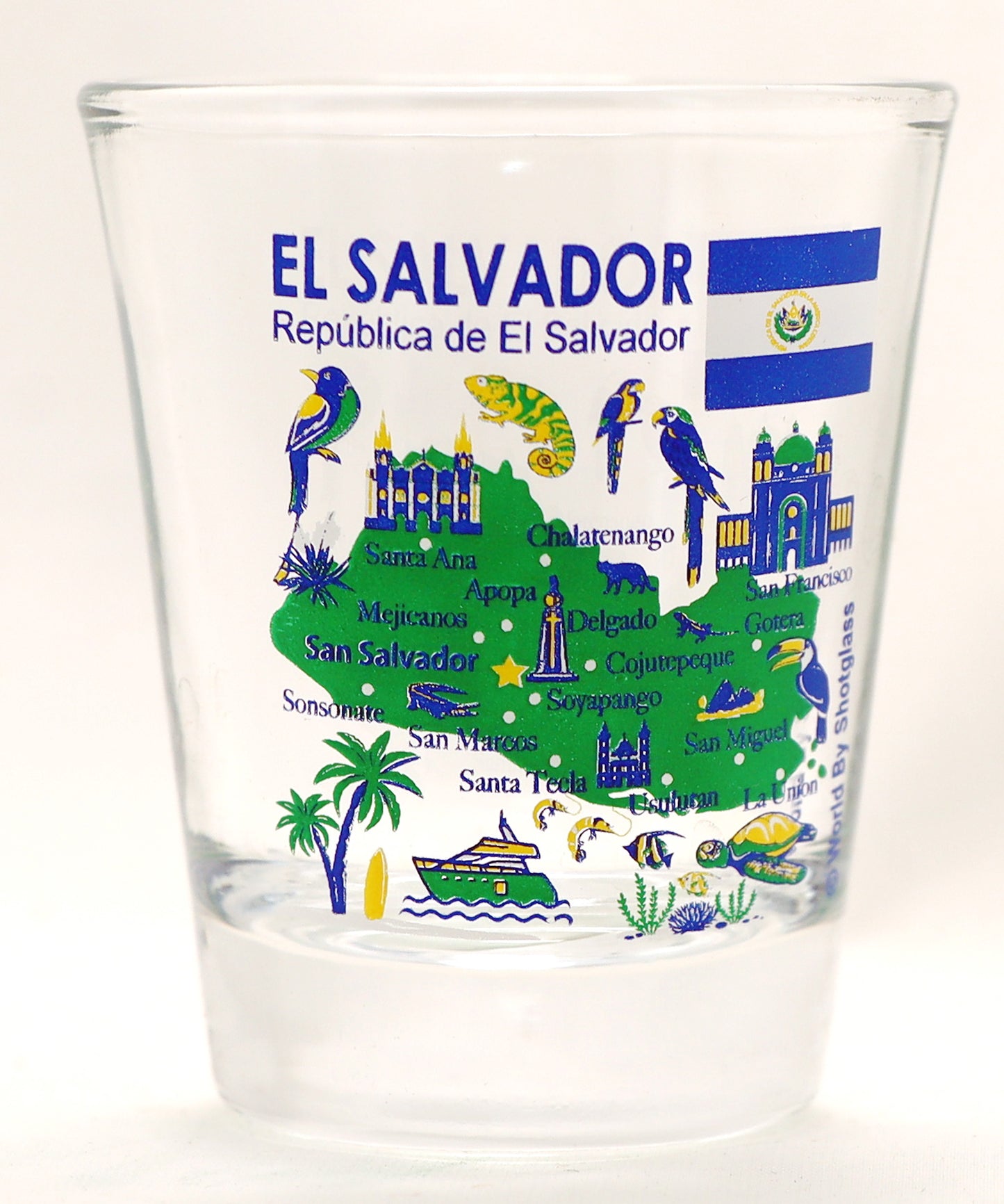 El Salvador Landmarks and Icons Collage Shot Glass