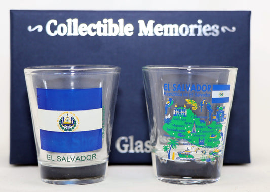 El Salvador Central America Boxed Shot Glass Set (Set of 2)