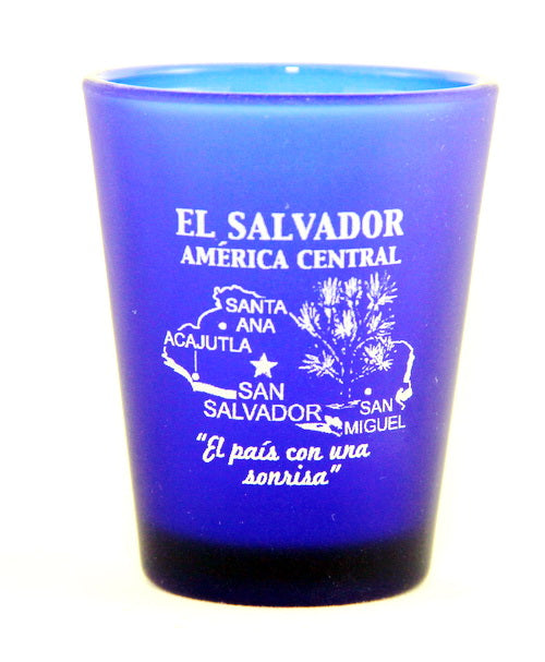 El Salvador Central America Cobalt Blue Frosted Shot Glass