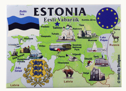 Estonia EU Series Souvenir Fridge Magnet 2.5 inches X 3.5 inches