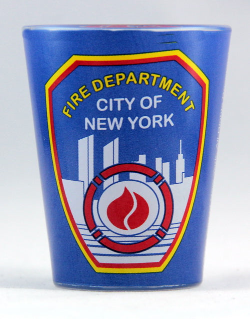 FDNY New York City Fire Department Blue Shot Glass