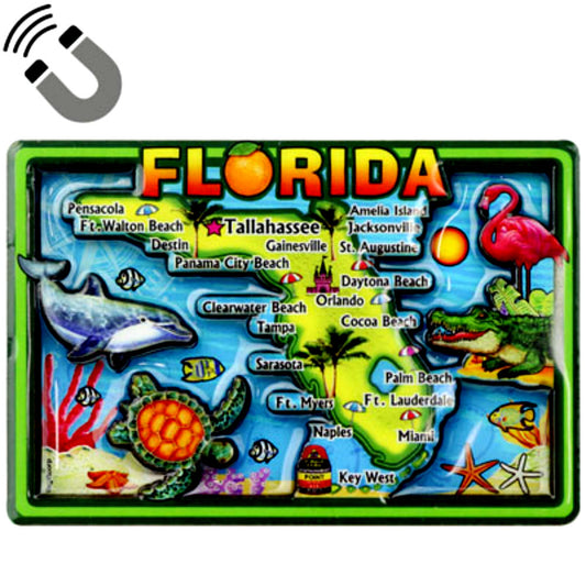 Florida Map Dual Layer MDF Magnet 2.25" x 3.5"
