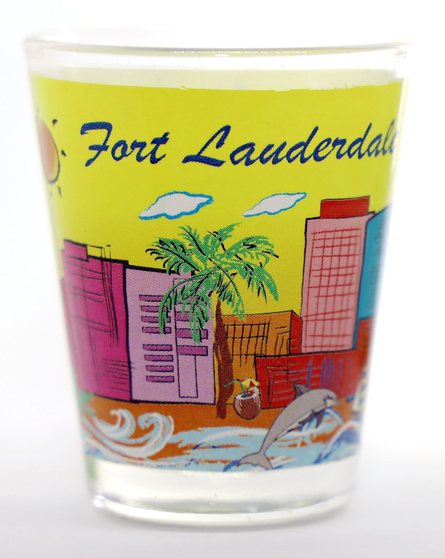 Fort Lauderdale Florida Yellow Handpainted Shot Glass