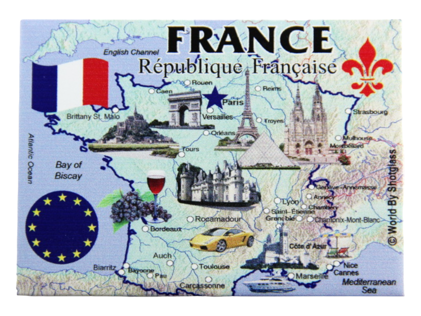 France EU Series Souvenir Fridge Magnet 2.5 inches X 3.5 inches