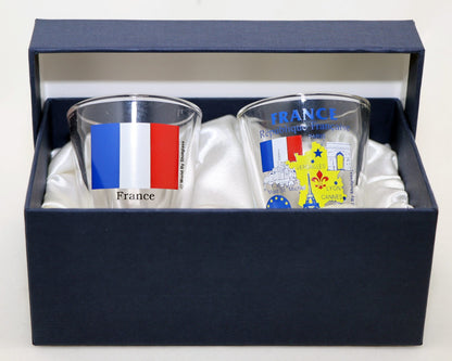 France Souvenir Boxed Shot Glass Set (Set of 2)