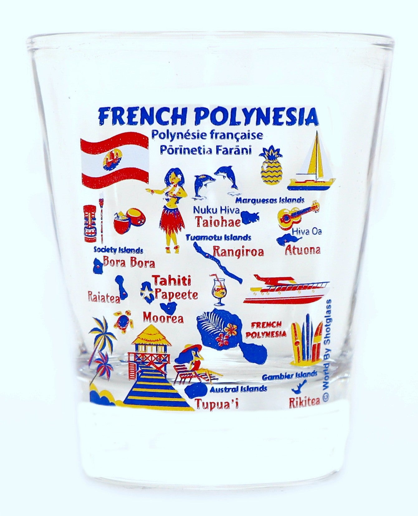 French Polynesia Bora Bora Tahiti Landmarks and Icons Collage Shot Glass