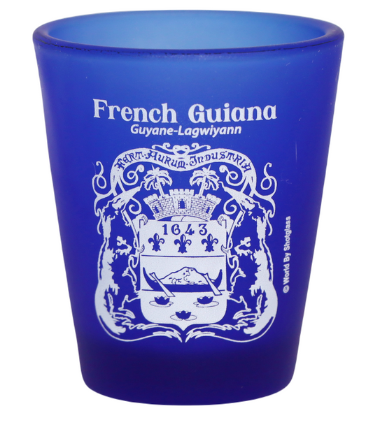 French Guiana Cobalt Blue Frosted Shot Glass