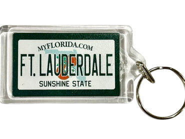 Fort Lauderdale Florida License Plate Acrylic Rectangular Souvenir Keychain 2.5" X 1.5"